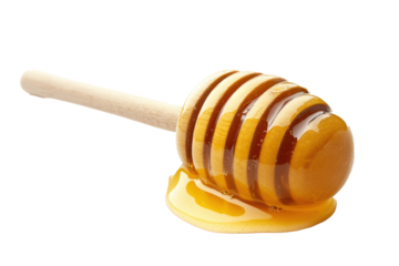 Organic Honey with wooden dipper