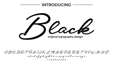 Black Font Stylish brush painted an uppercase vector letters, alphabet, typeface