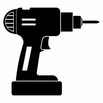 recommend clip art: drill vector silhouette black illustration a power tool on white background