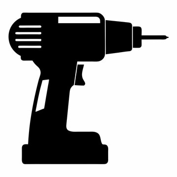 recommend clip art: drill vector silhouette black illustration a power tool on white background