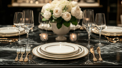 Elegant Dining Table Setup with Fine Cutlery