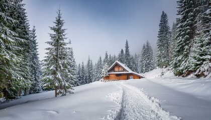 Snowy Forest Path Leading Home