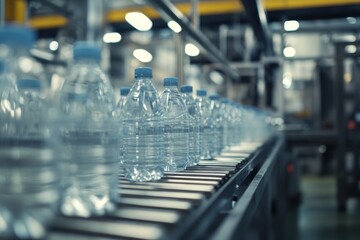Modern milk production line displaying bottles on a conveyor system with emphasis on sanitation and efficiency in dairy manufacturing