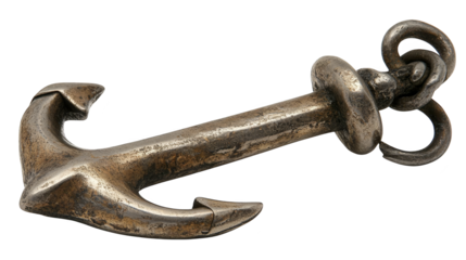 Heavy duty metal anchor with hook, nautical maritime symbol of strength, security, and seafaring adventure