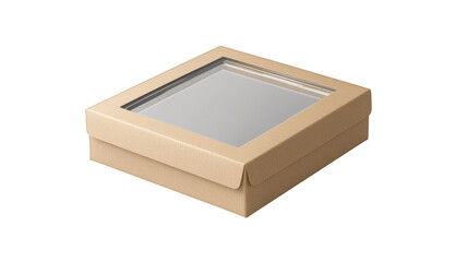 Brown cardboard box with transparent window, ideal for product packaging, retail display, and safe shipping