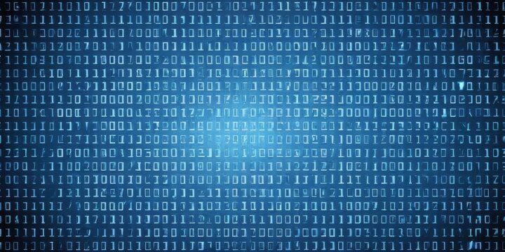 Dark blue binary code background with unique white numbers in grid pattern, portraying futuristic and technological vibes.