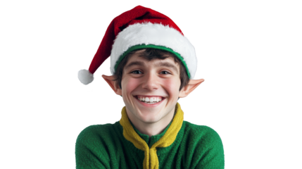 Smiling boy in santa hat embodies the festive cheer and joyous spirit of the holiday season, bringing warmth happiness to christmas celebrations.