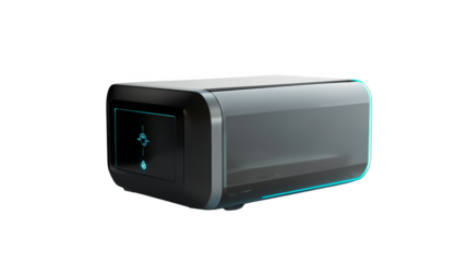 Modern gray printer against a striking blue and green backdrop, enhance your office efficiency with seamless printing technology