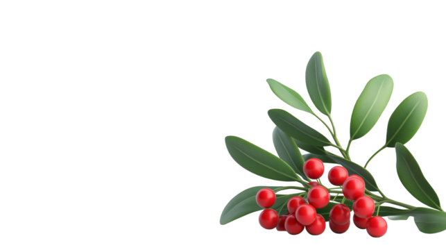 Festive holly branch, a closeup of vibrant red berries and lush green leaves for winter holiday cheer