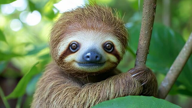 Cute Sloth in a Tree, baby sloth, adorable, funny, animal, mammal