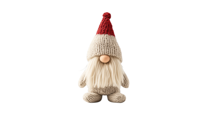 Whimsical red hat gnome on green plaid, festive christmas decoration or charming garden ornament for holiday cheer
