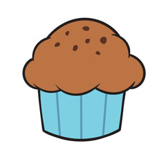 Cartoon Chocolate Muffin Vector Illustration