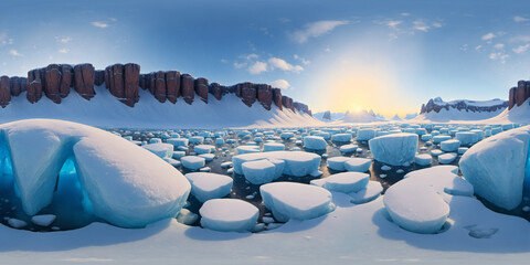 Obraz premium HDRI Ice-Age Panoramic Cartoon Landscape 31