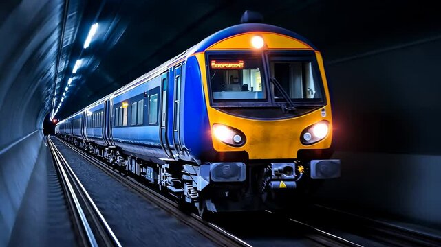 Train in a Tunnel, railway, railroad, transportation, underground, public transport