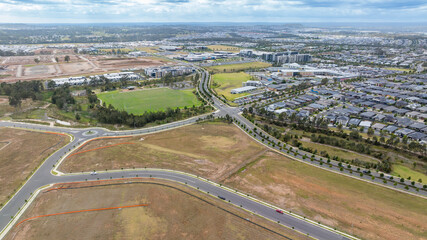Drone aerial photograph of construction and infrastructure development in the fast growing suburb...