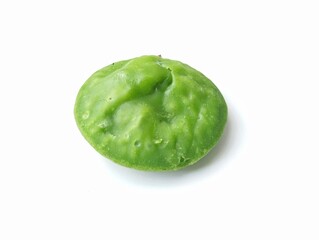 Serabi hijau or Indonesian traditional cake made from rice flour mixed coconut palm sugar isolated on white background 