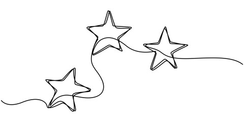 One line  Drawing or illustration of a star, Hand drawn doodle star in continuous line art style. Single line vector illustration, editable stroke, Star one continuous line drawing sparkle sketch.