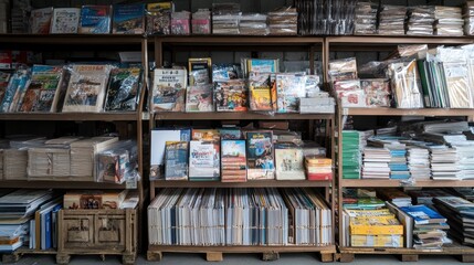 Fototapeta premium Stacks of Books and Papers in a Warehouse