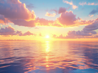 Obraz premium Ocean Sunset Capturing the Beauty of Dusk Over the Water