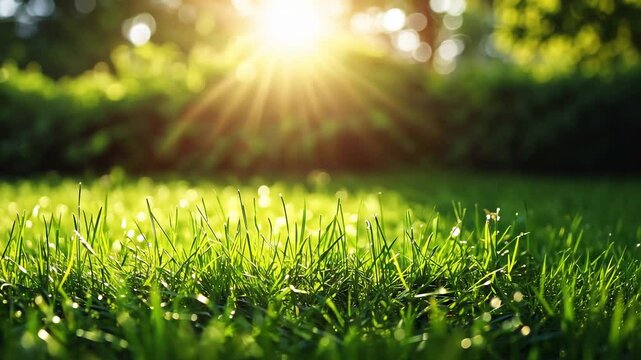 Close-up of Grass Blades in Sunlight, blades of grass, green grass, lawn, grass lawn, green lawn