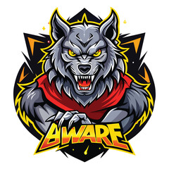 aggressive grey wolf head mascot logo