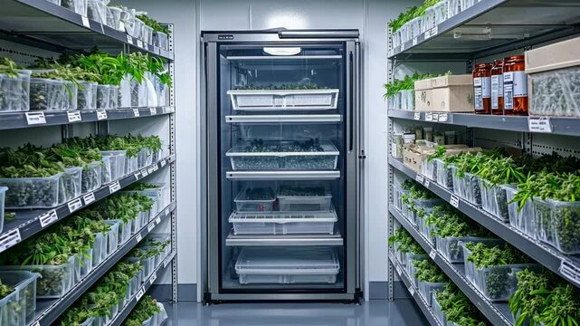 Cannabis Grow Room with Shelves of Plants, marijuana, weed, indoor grow, cultivation, green