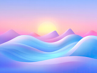 Colorful Dusk Landscape Another View with Gentle Waves Illuminated