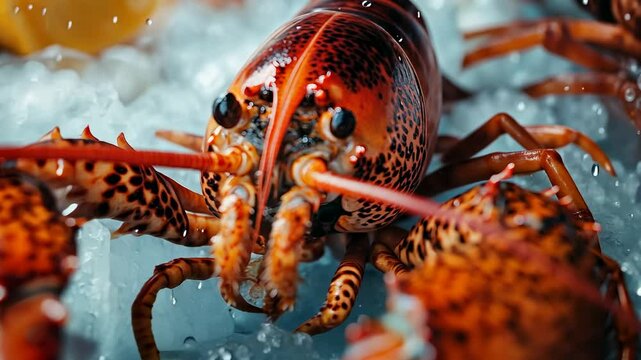 Fresh Lobster on Ice, crustacean, seafood, market, ocean, shellfish