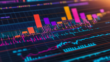 Fototapeta premium charts and graphs with statistics to innovative analyze business potential and forecast future development of companies growth.