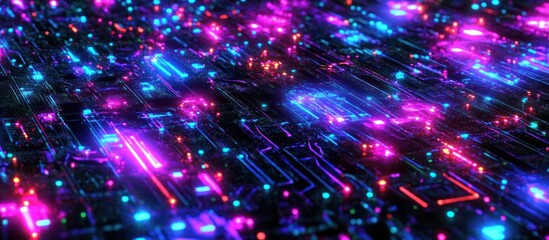 Obraz premium Neon Circuitry - A Digital Landscape