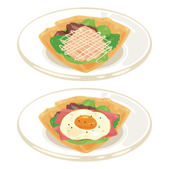 皿に盛られたおかず系クレープセット2