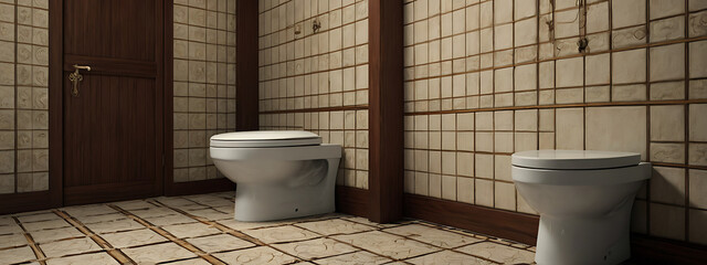  Traditional Squat Toilet with Tile Floor and Wall Details in an Authentic Asian Bathroom Setting