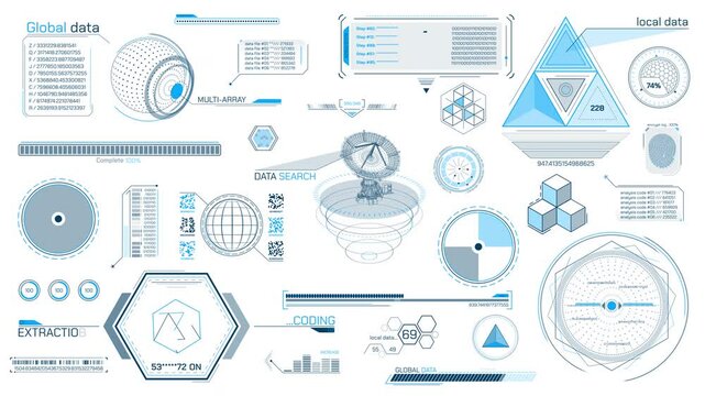 Set of animated HUD elements for high-tech interface
