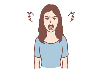 Angry woman. Hand drawn style vector design illustrations.