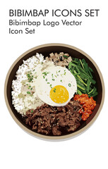 Bibimbap logo vector icon set 