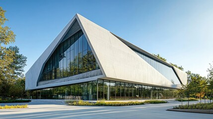 Obraz premium Contemporary concrete facade with diagonal design