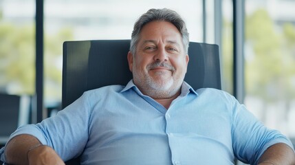 Fototapeta premium Confident American Office Worker Relaxing in Chair