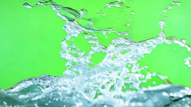 Water splashing on a green screen.