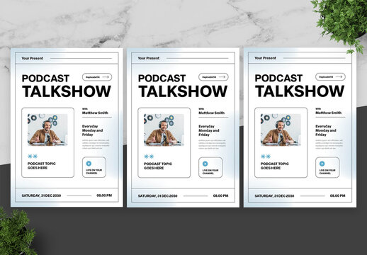 Blue And White Podcast Flyer