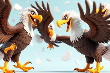 Obraz premium Cartoon Eagles in Flight