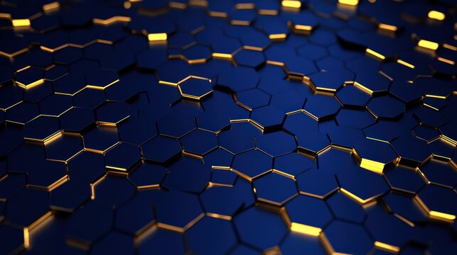 Golden Glowing Hexagonal Digital Futurism Banner