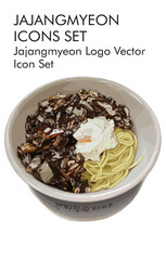 Jajangmyeon logo vector icon set 
