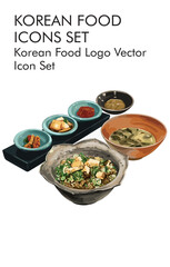 Korean Food logo vector icon set 