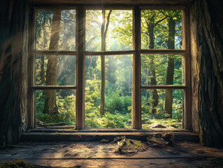 A captivating landscape featuring towering trees that create a natural cathedral of light.