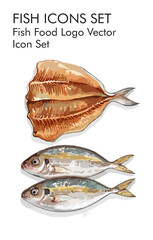 Fish logo vector icon set 