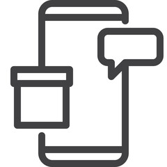 Simple mobile vote outline icon on white background