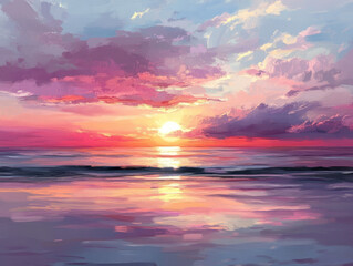 Fototapeta premium A dreamy sunset where soft pastels blend harmoniously across the horizon.