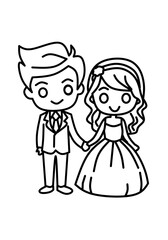 bride and groom in wedding dress