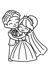 bride and groom in wedding dress