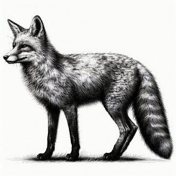 狐の鉛筆画 （星を狩るキツネ」墨と顔彩2024 今年10月に京都で